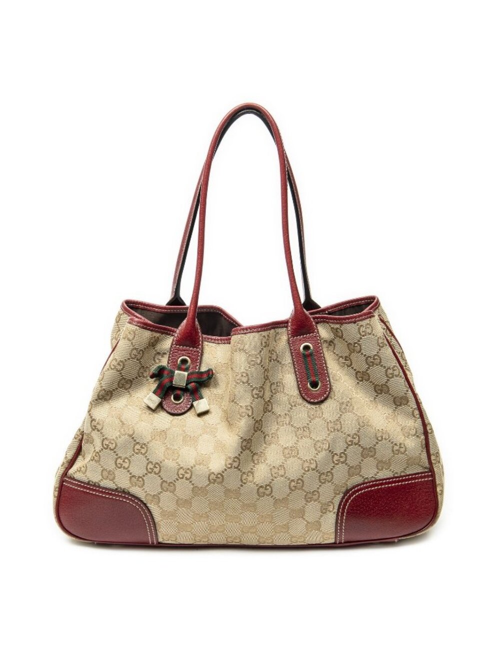 Gucci Medium Princy Tote Bag Red Beige GG Canvas